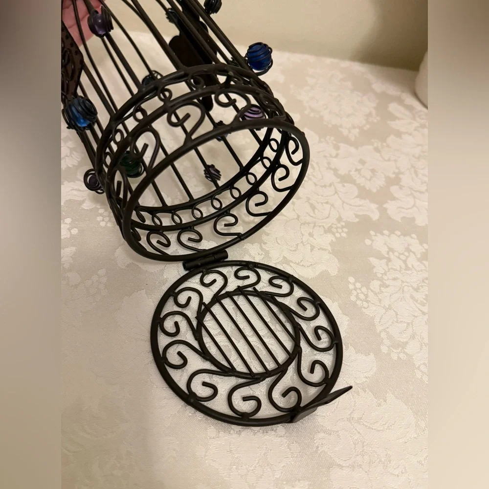 Black Decorative Wire Wine Bottle Cork Holder with Multicolor Accents